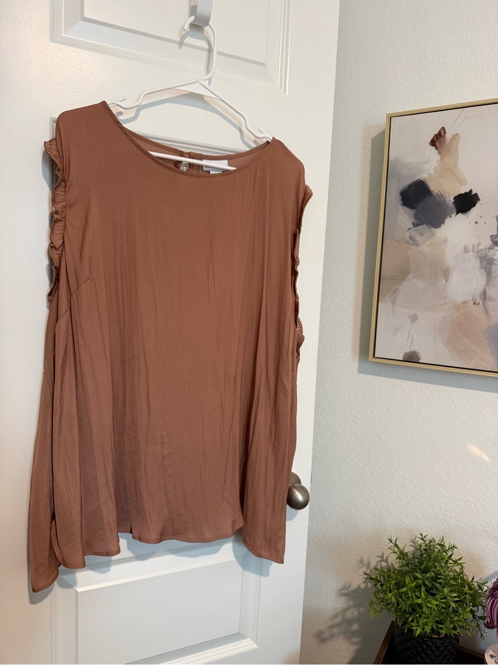 NWT Liz Claiborne Sleeveless Ruffle-Trim Tank in Rust Rose Size 3X